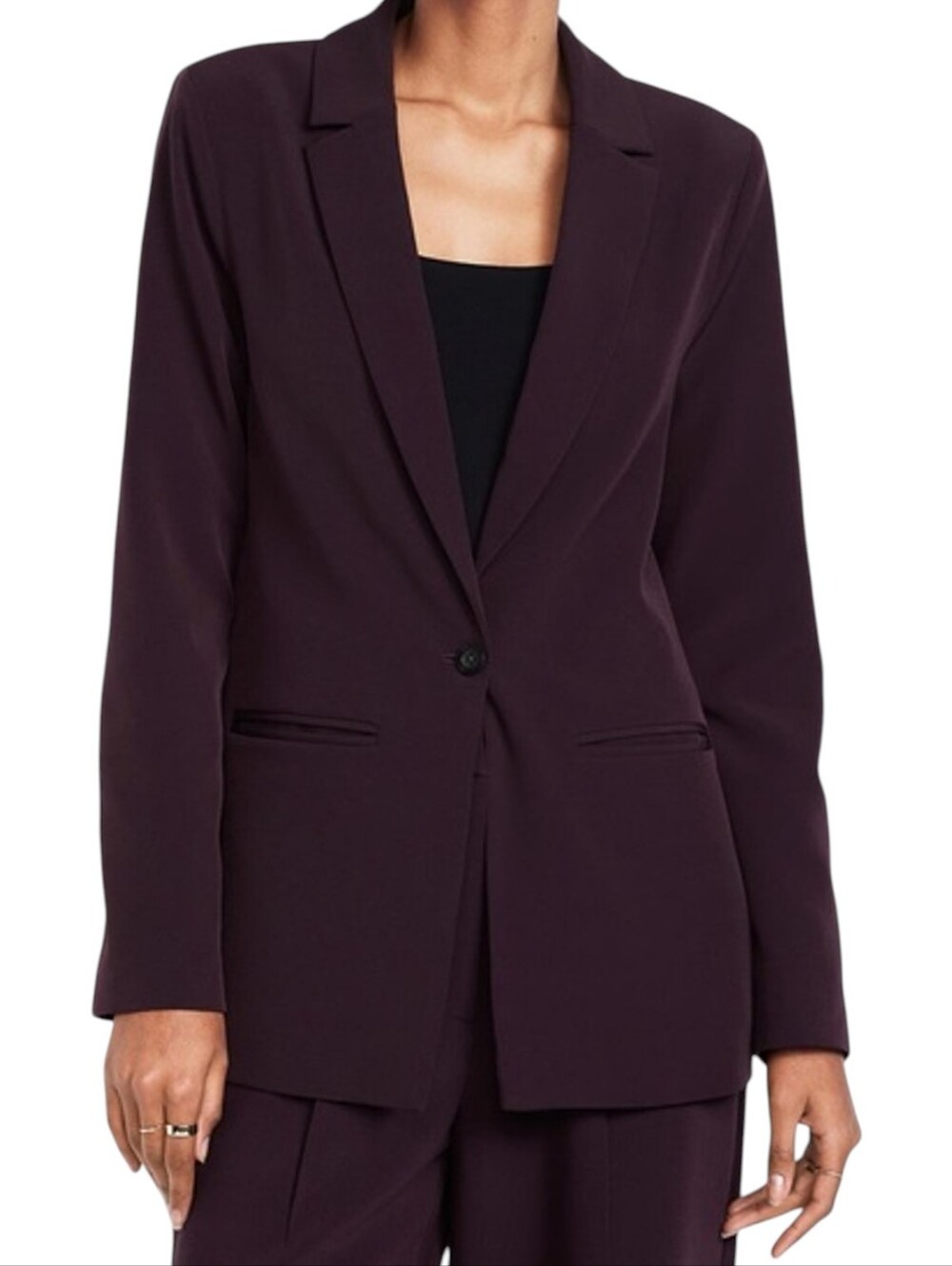 Old Navy Dark Academia Plum Single-Button Blazer